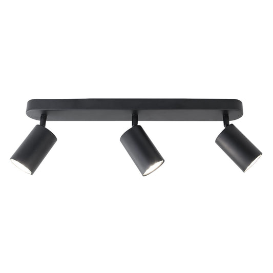 Regleta 3 luces orientables Andy negro ALEMAR - Vista principal con focos ajustables