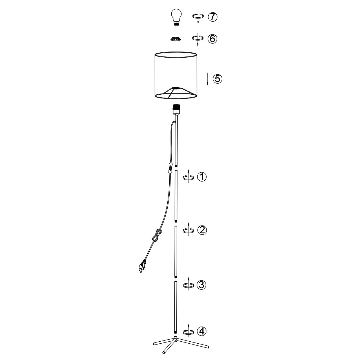 Detalle de base y pantalla del pie de salón Clio blanco ALEMAR