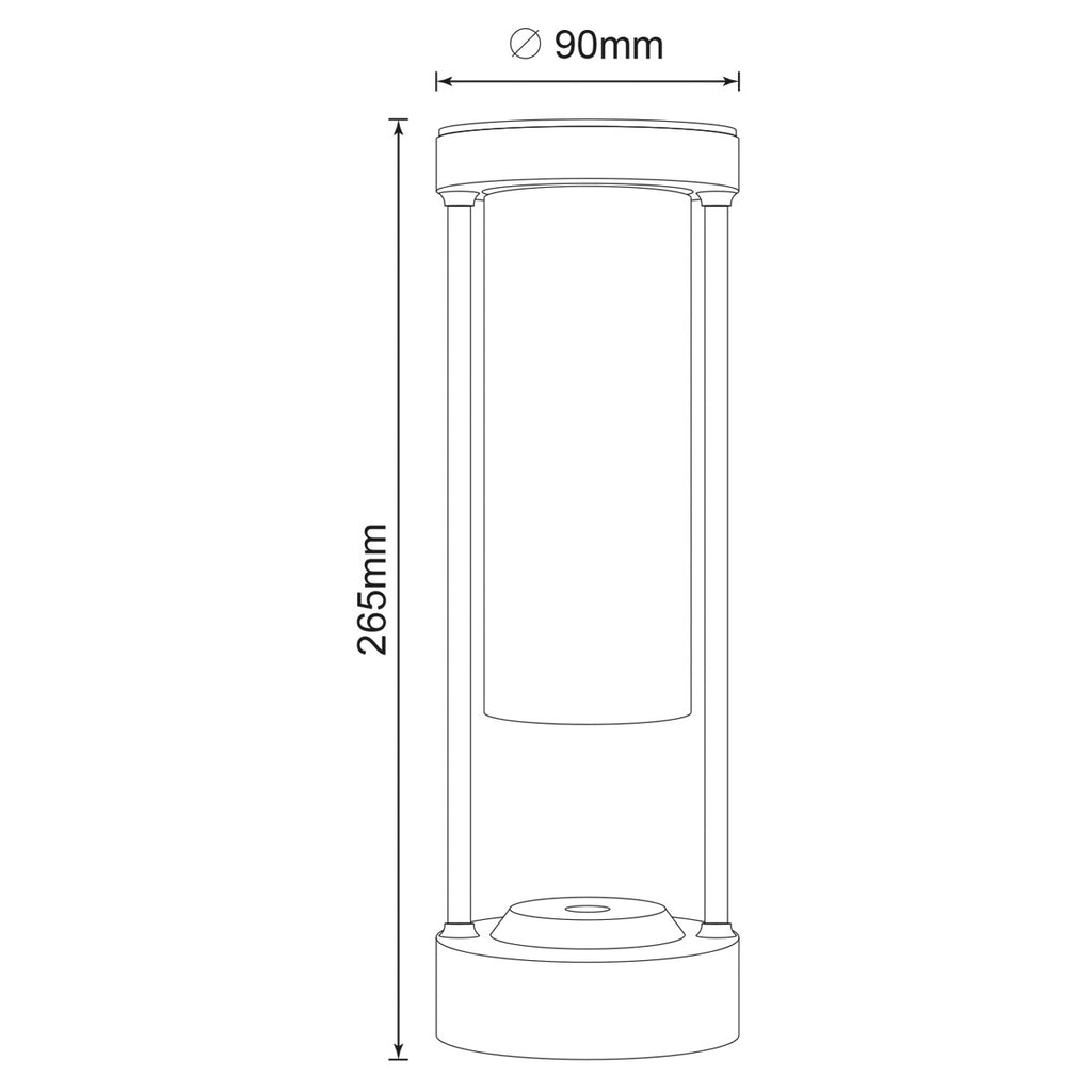Detalle del interruptor táctil en lámpara sobremesa Habana negro