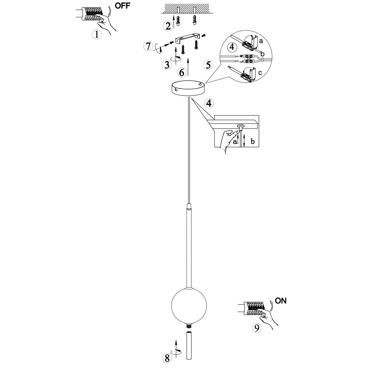 Colgante LED Lanuvio latón ALEMAR - Vista lateral con cable