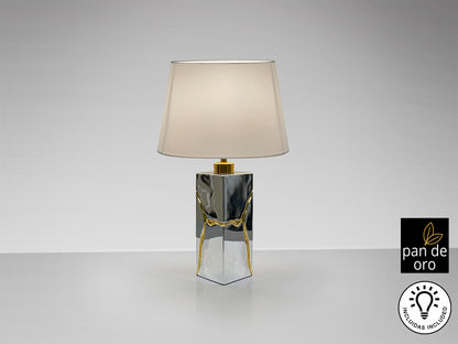 Lámpara Sobremesa Ocean 1L - Cromo y Pan de Oro - Schuller - 487634 - Vista 3