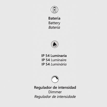 Vista superior de la lámpara sobremesa recargable Gaby en negro