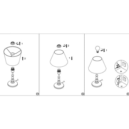 Detalle de base dorada envejecida y cable de la lámpara sobremesa Vermut ALEMAR