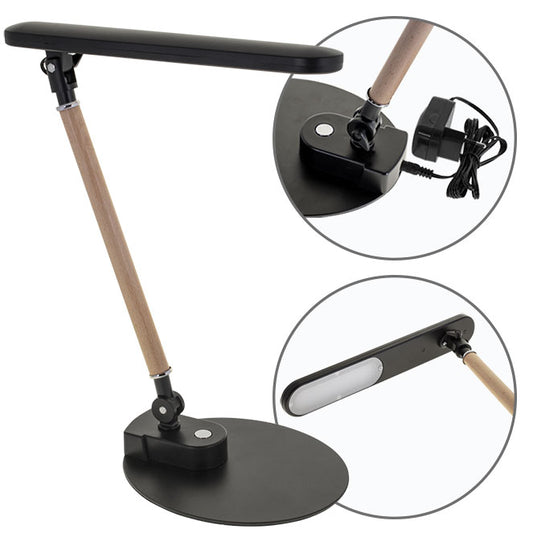 Flexo Led Daisy Negro/Madera Natural – vista principal · Ref. A16070509B