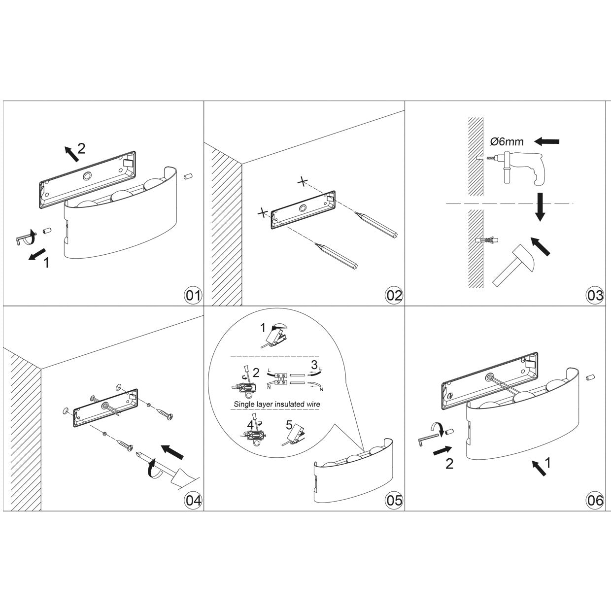 Detalle lateral del aplique exterior King negro en metal
