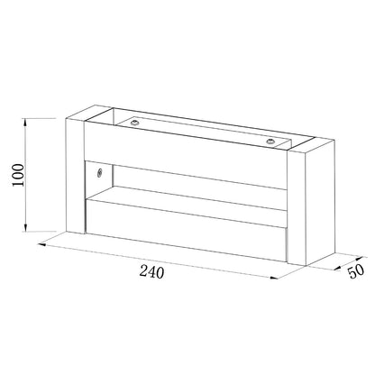 Esquema con dimensiones del aplique exterior LED Longo ALEMAR