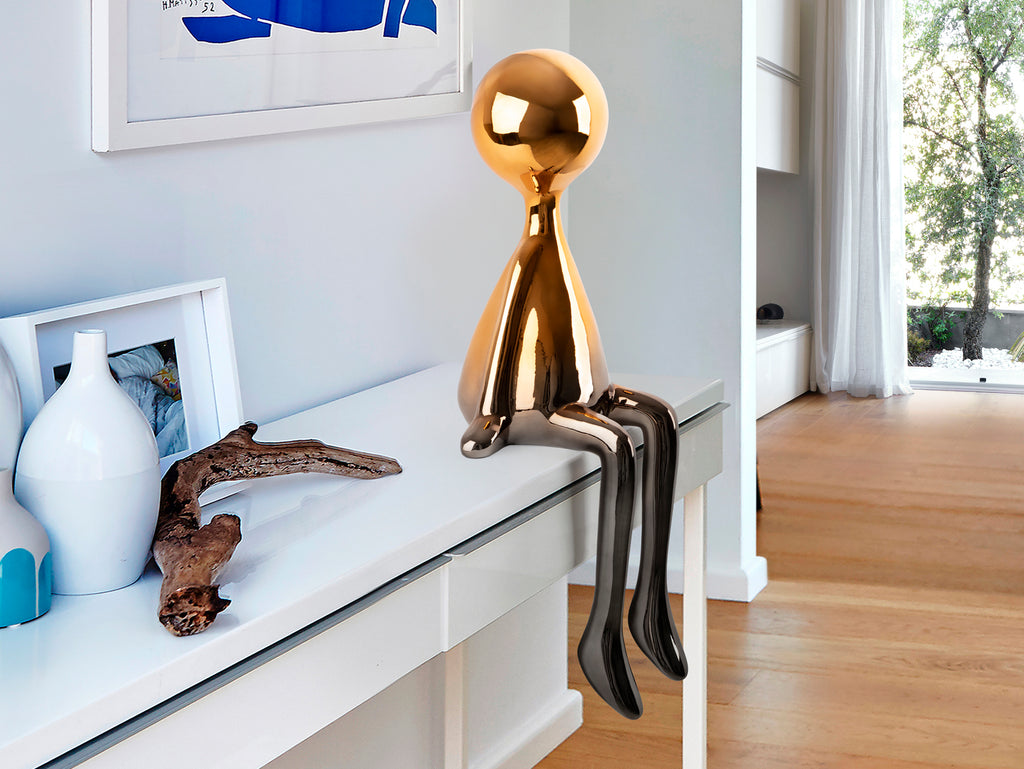 Figura Decorativa Sit Down Gris/Naranja - Schuller - 254236 - Vista 1