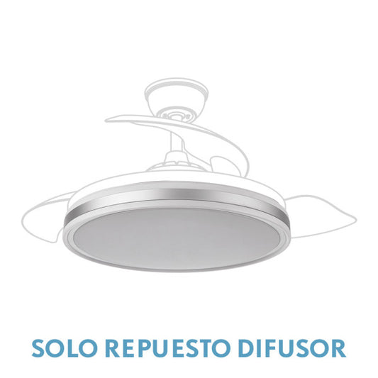 Difusor Ventilador Bayomo Grande 108D Níquel Fabrilamp - Vista frontal principal en fondo blanco | LuzGurú