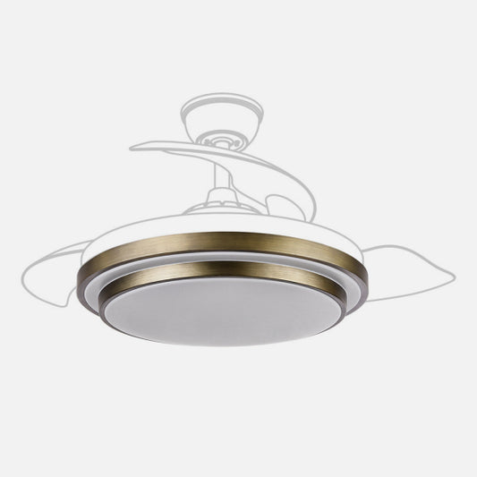 Difusor de Repuesto para Ventilador IBE 108D Color Cuero Fabrilamp instalada en ambiente decorativo de salón o dormitorio | Fabrilamp / Abrila