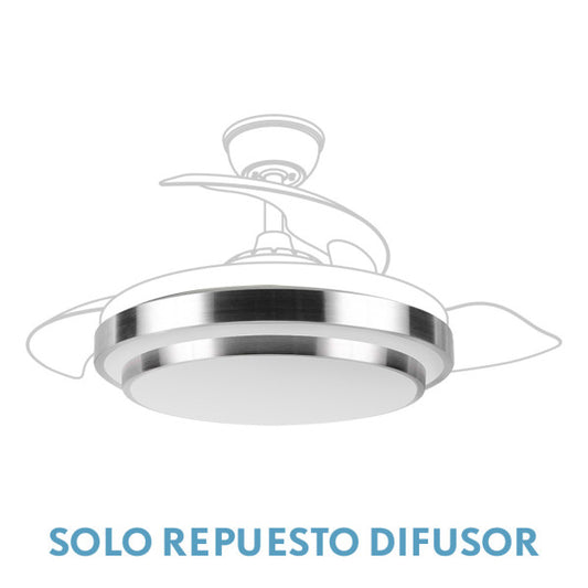 Difusor para Ventilador de Techo Ibe 48 cm Níquel Fabrilamp - Vista frontal principal en fondo blanco | LuzGurú