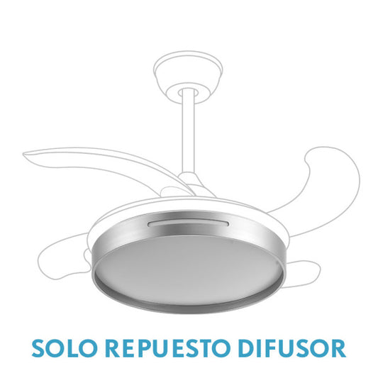 Difusor Ventilador Mbatis Níquel 48 cm Fabrilamp - Vista frontal principal en fondo blanco | LuzGurú
