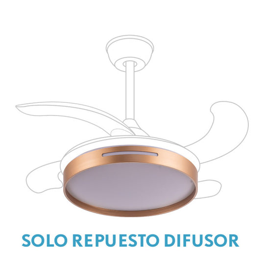 Difusor Ventilador Mbatis Oro 48 cm Policarbonato Fabrilamp - Vista frontal principal en fondo blanco | LuzGurú