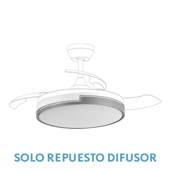 Repuesto difusor blanco/gris para ventilador Olimpia 107d de Fabrilamp.  Compra en luzguru.com