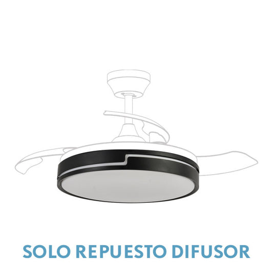 Difusor Ventilador Olimpia Grande 107 cm Negro Fabrilamp - Vista frontal principal en fondo blanco | LuzGurú