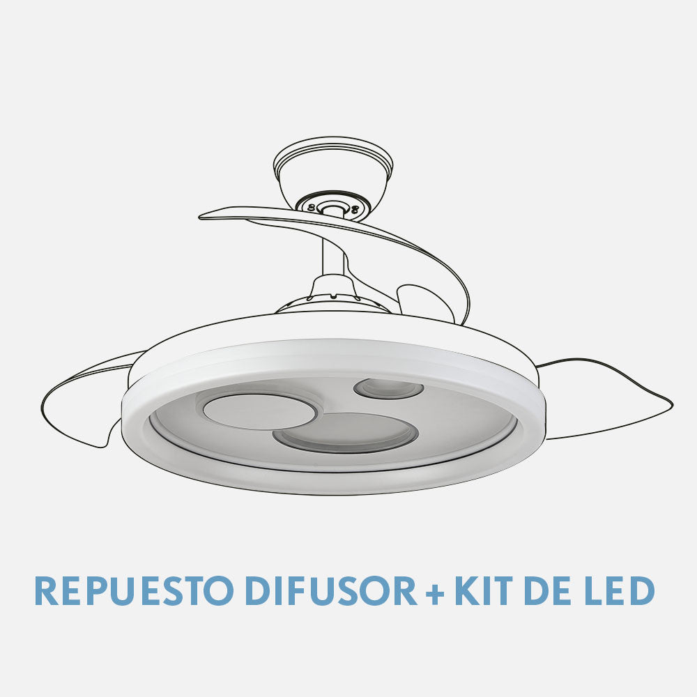 Difusor + Kit Led Ventilador Turia Fabrilamp / Abrila 99.DIF-TURIA