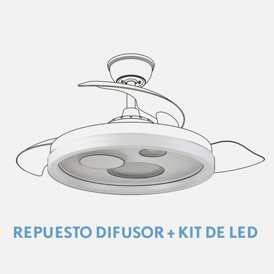 Repuesto Difusor con Kit LED para Ventilador Turia Fabrilamp - vista principal | Fabrilamp / Abrila