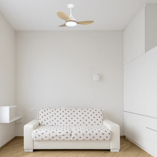 Ventilador Stel Mini fabricado en Acero color Blanco y Madera