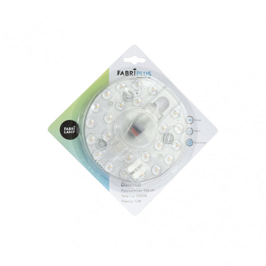 Disco LED de Placa 12W Luz Cálida Blanco Fabrilamp - vista principal | Fabrilamp / Abrila