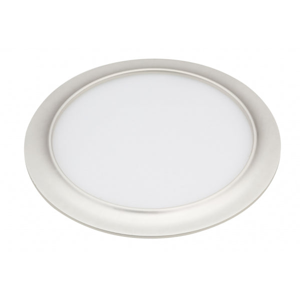 Downlight empotrado Trevor Perla Plata 15W 3000K de Fabrilamp, vista frontal.