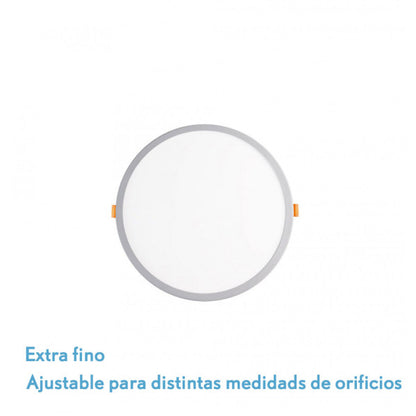 Downlight Lejania 8w 5500k blanco, vista frontal. Iluminación eficiente para interiores.