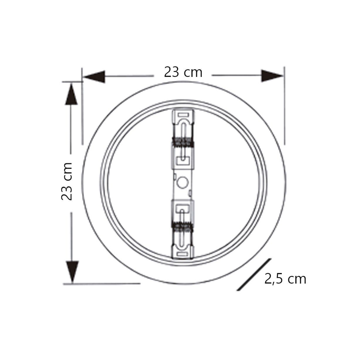 Downlight LED Axel 18W AJP/Alemar (Ref. 11833): Medidas del downlight ajustable, con sensor de movimiento,  para una iluminación eficiente y versátil. LuzGuru.com
