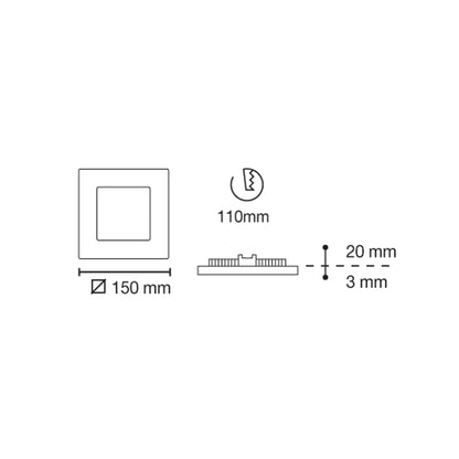 Downlight LED Cuadrado Novo lux CristalRecord 02-807-06-442