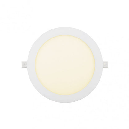 Downlight Obsidiana 18w 3000k Blanco Redondo, vista frontal. Iluminación cálida y eficiente para tu hogar.