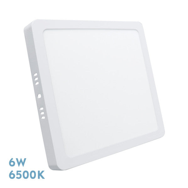 Downlight de superficie cuadrado Selenita 6W 6500K blanco de Fabrilamp, vista frontal.