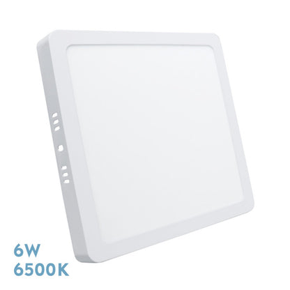 Downlight de superficie cuadrado Selenita 6W 6500K blanco de Fabrilamp, vista frontal.