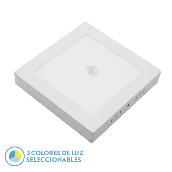 Downlight cuadrado Onix 18W blanco con sensor de movimiento y crepuscular de Fabrilamp