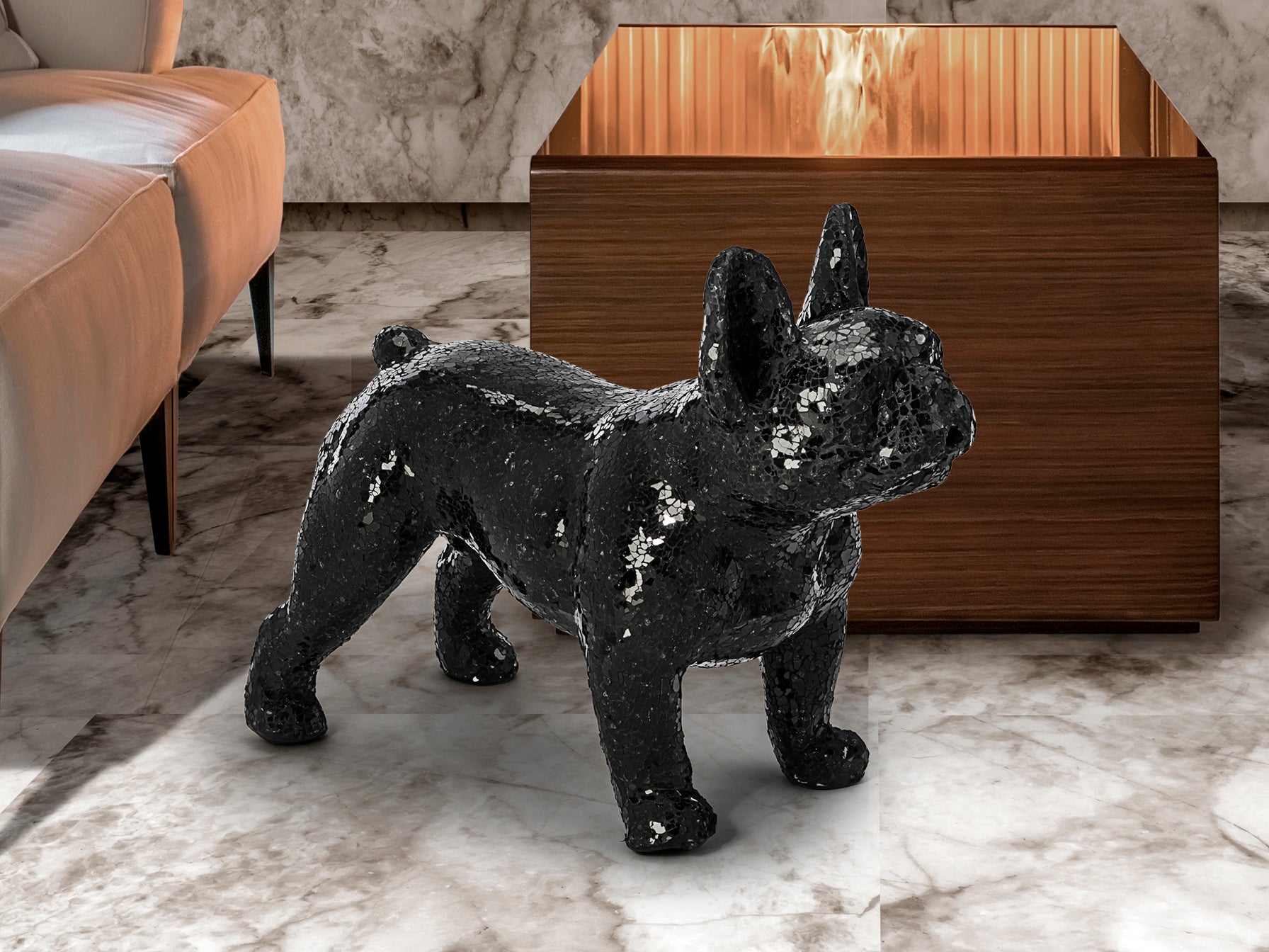 Figura de Bulldog Atila Cristal Negro - Schuller 543712 - luzguru.com