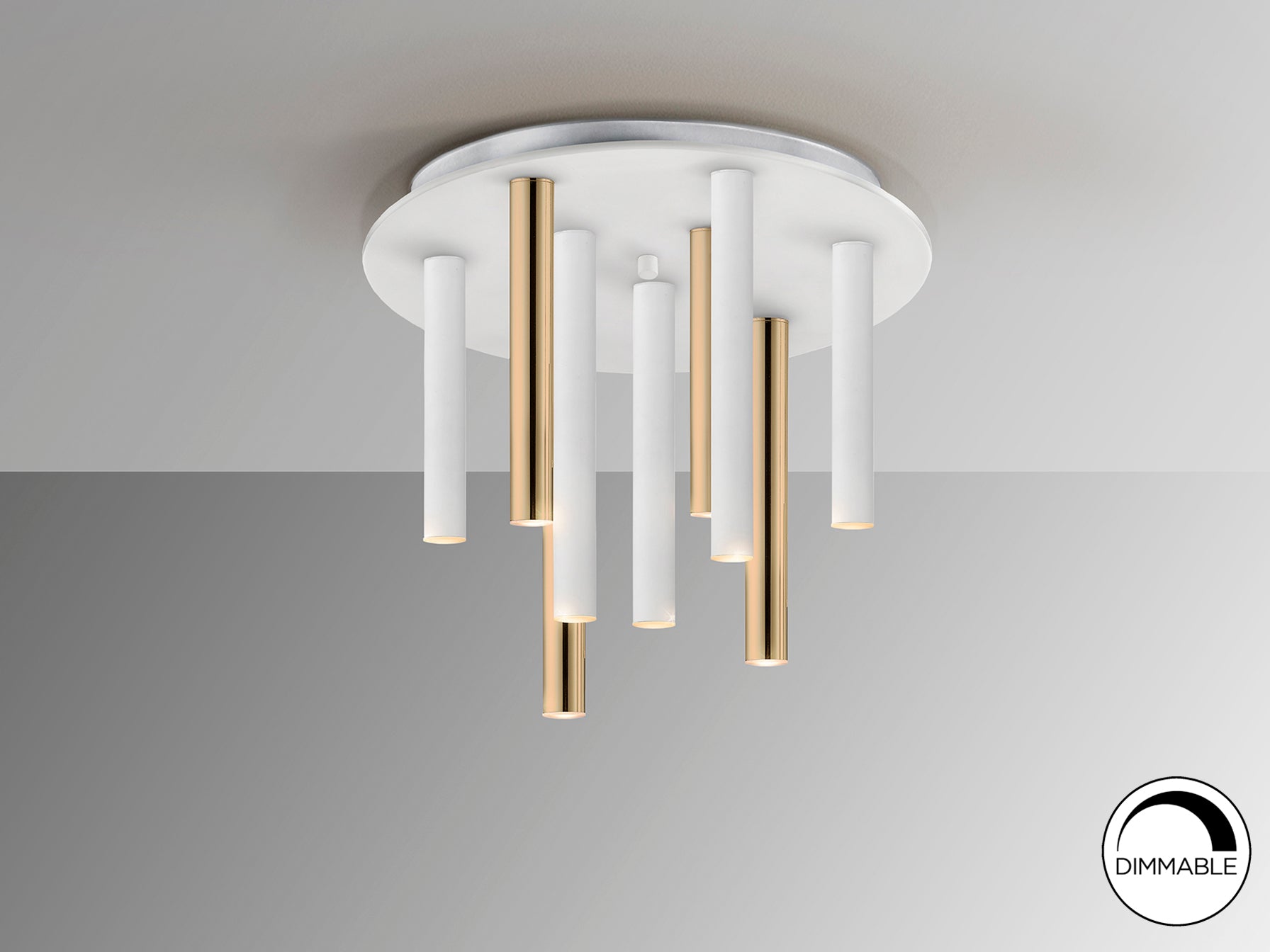 Plafón LED 9 Luces Oro/Blanco - Schuller Varas | luzguru.com