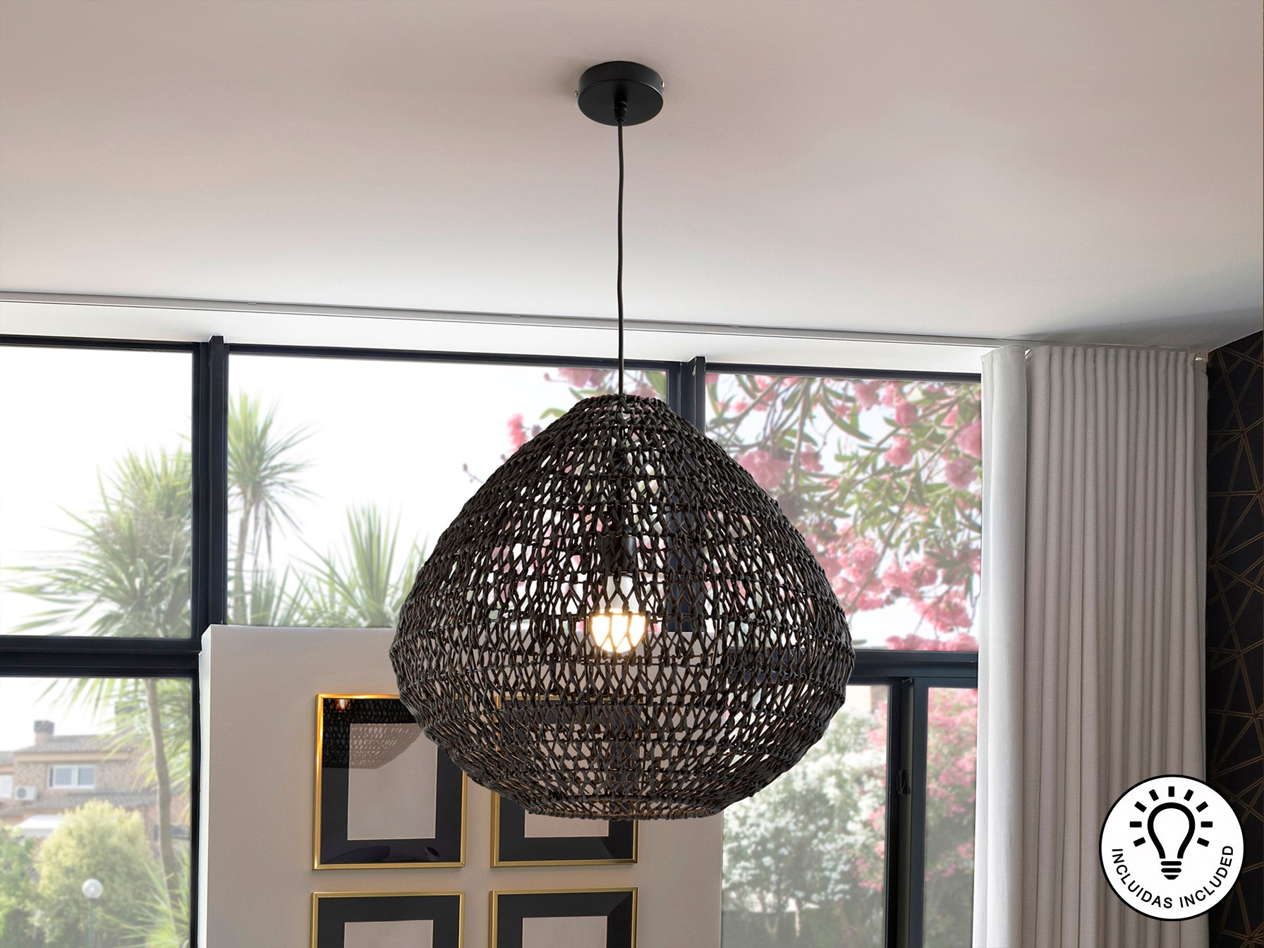 Lámpara de Papel Trenzado Negra - Schuller Maon | luzguru.com