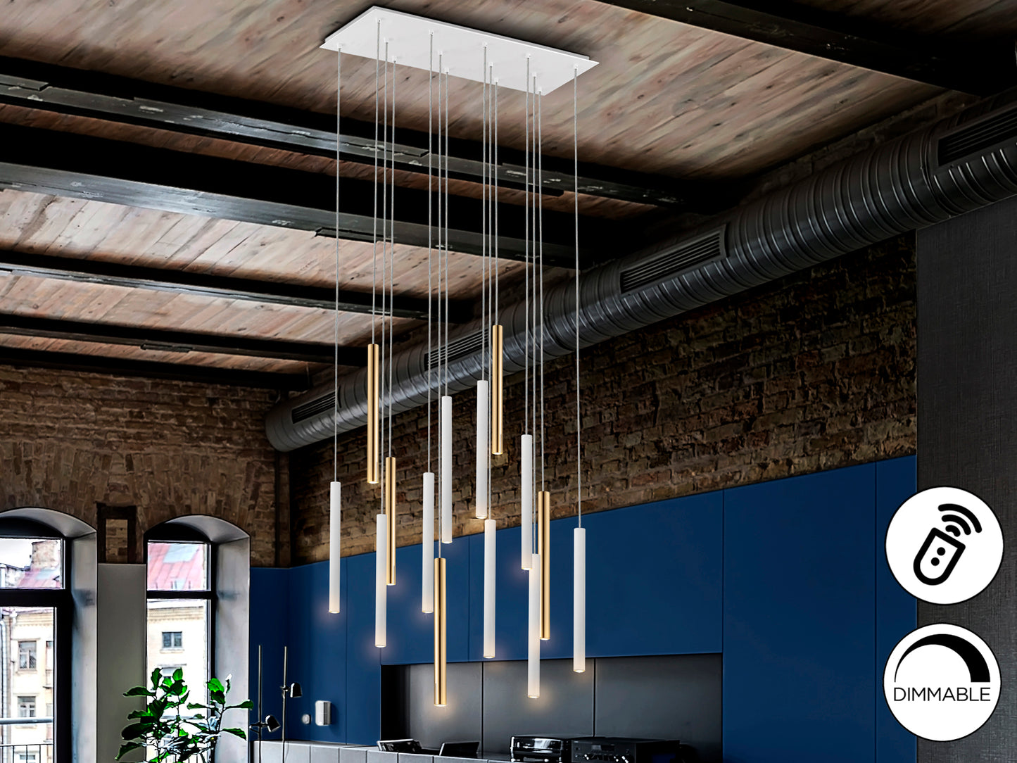 Lámpara Moderna Oro/Blanco 14 Luces - Schuller - Calidad Premium | luzguru.com