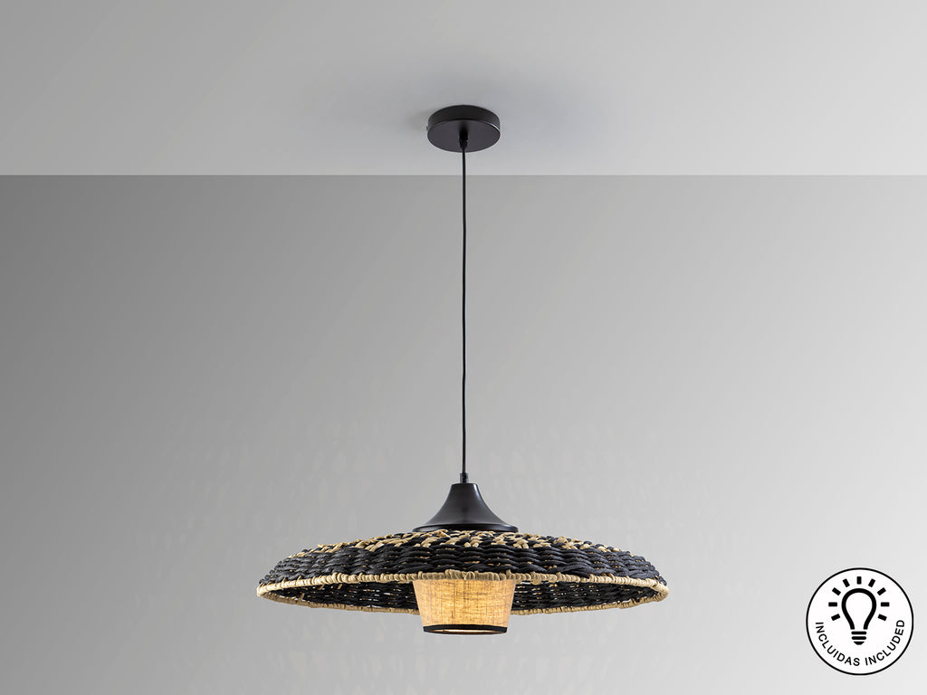Lámpara de Papel Trenzado Negra - Schuller Fiji | luzguru.com