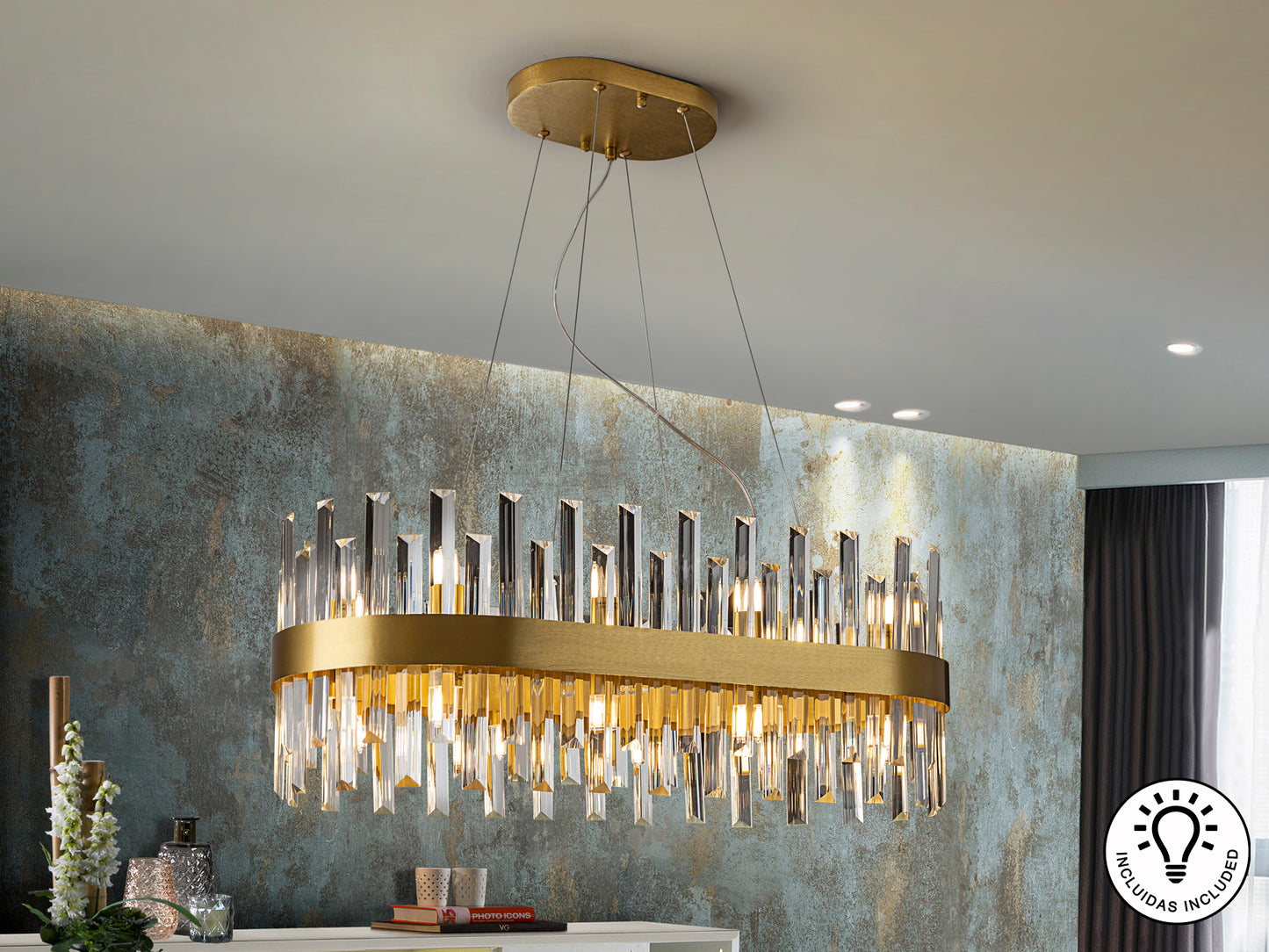 Lámpara Ovalada Oro Schuller Grace - Iluminación de Lujo | luzguru.com