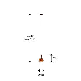Medidas Lámpara Schuller Scarlet Ámbar (Ref. 403320): Alto 24cm, Diámetro 18cm, Altura Ajustable 40-160cm.
