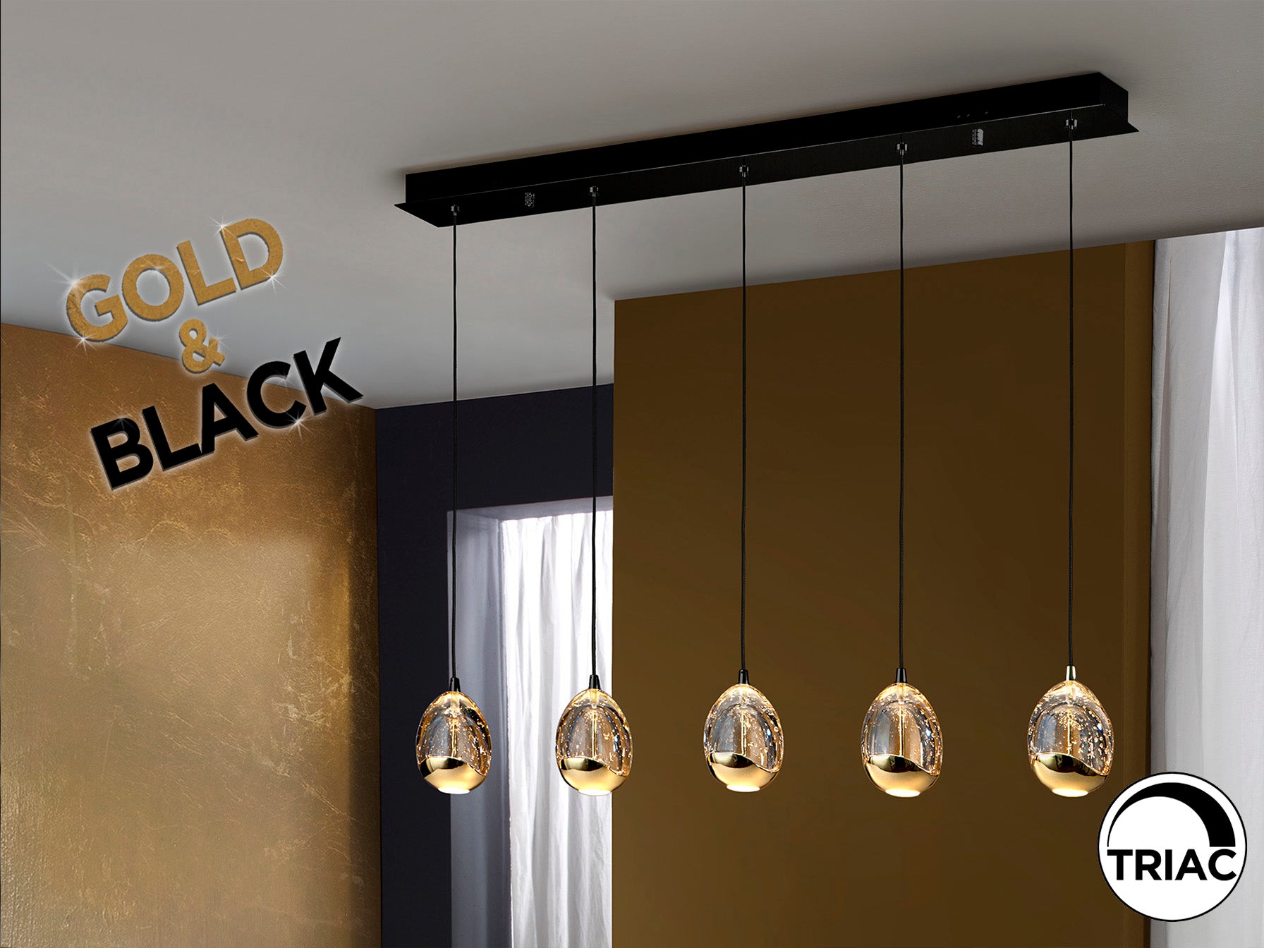 Lámpara de Techo LED Schuller Rocío - Negro y Oro | luzguru.com