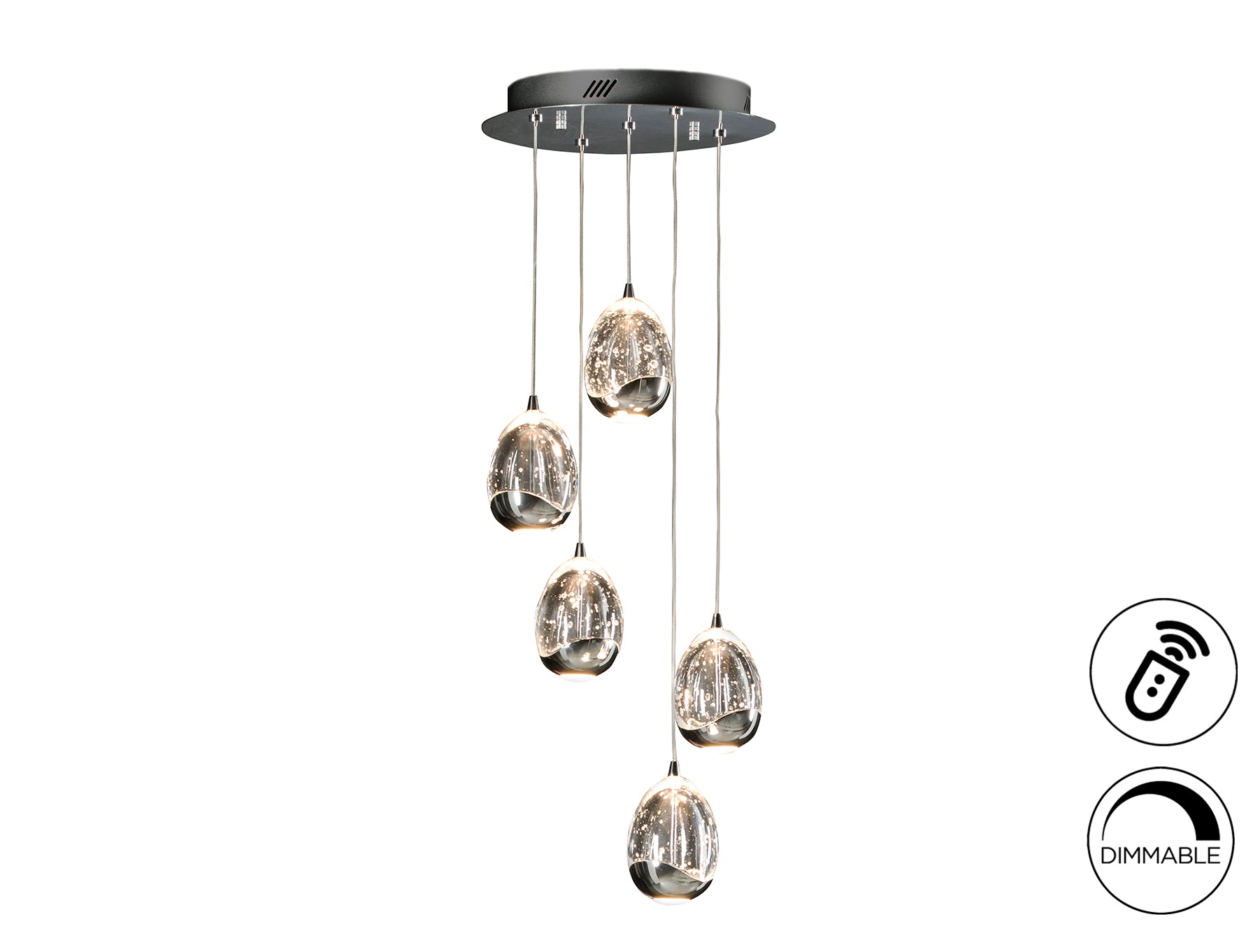 Lámpara Moderna Cromo 5 Luces - Schuller Rocío - Calidad Premium | luzguru.com