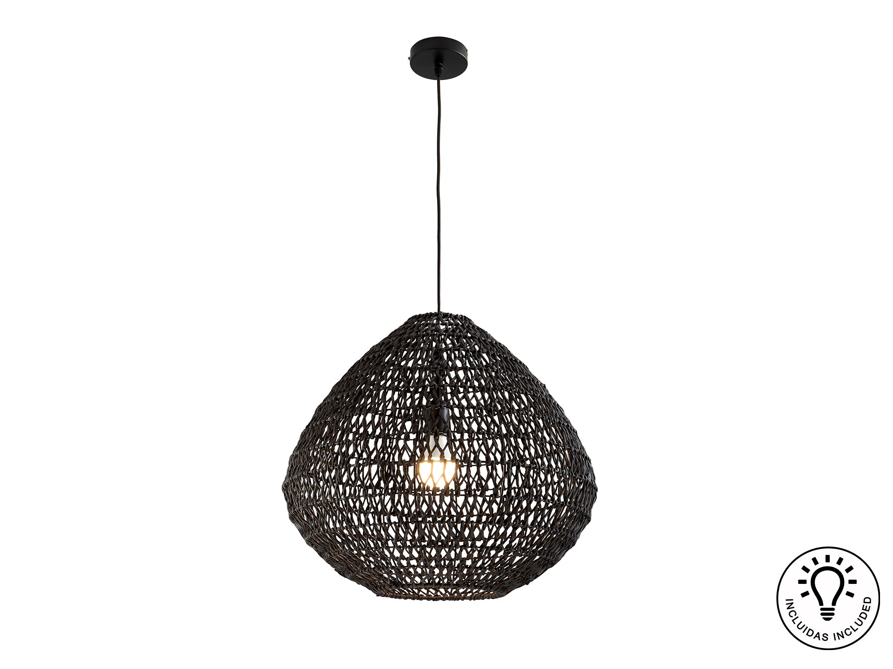 Lámpara de Papel Trenzado Negra - Schuller Maon | luzguru.com