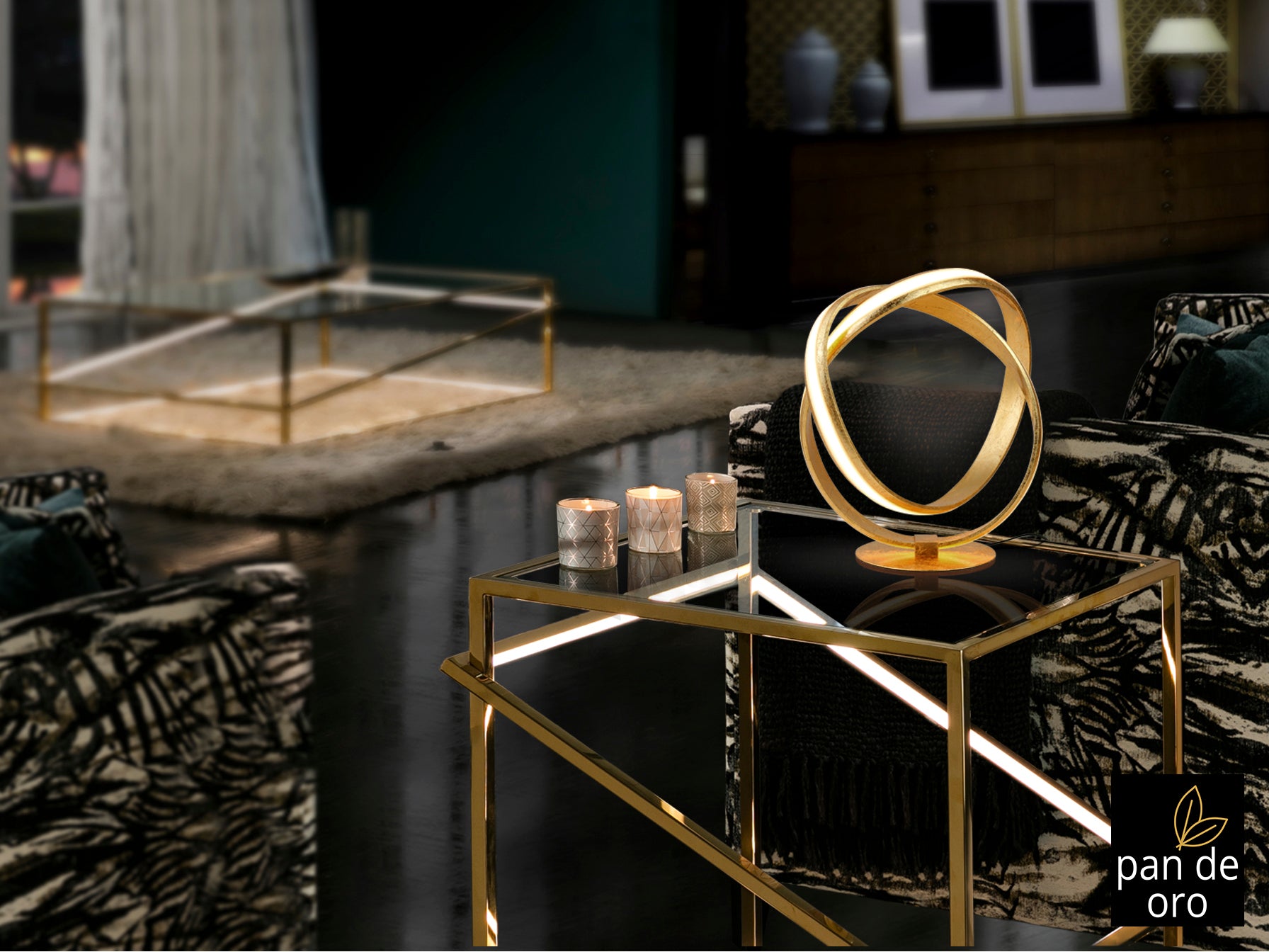 Sobremesa Moderna Pan Oro - Schuller Lazas | luzguru.com