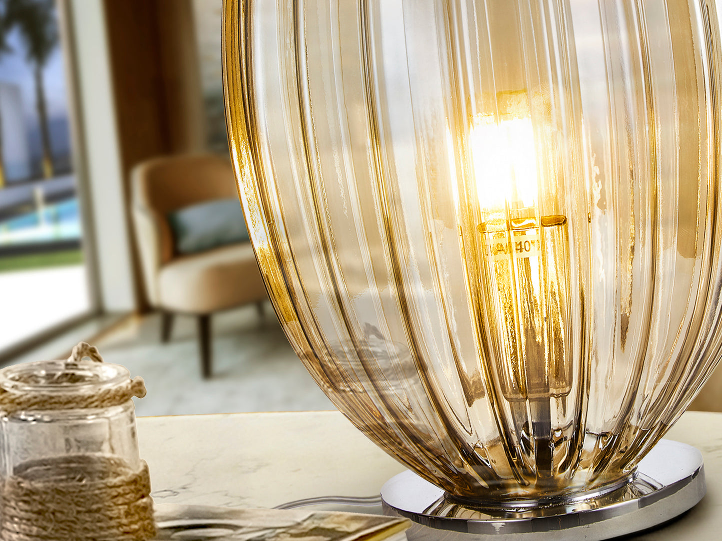 Lámpara Sobremesa Coñac - Schuller Ovila - Calidad Premium | luzguru.com