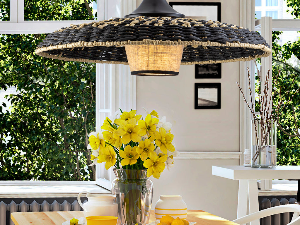 Lámpara de Papel Trenzado Negra - Schuller Fiji | luzguru.com