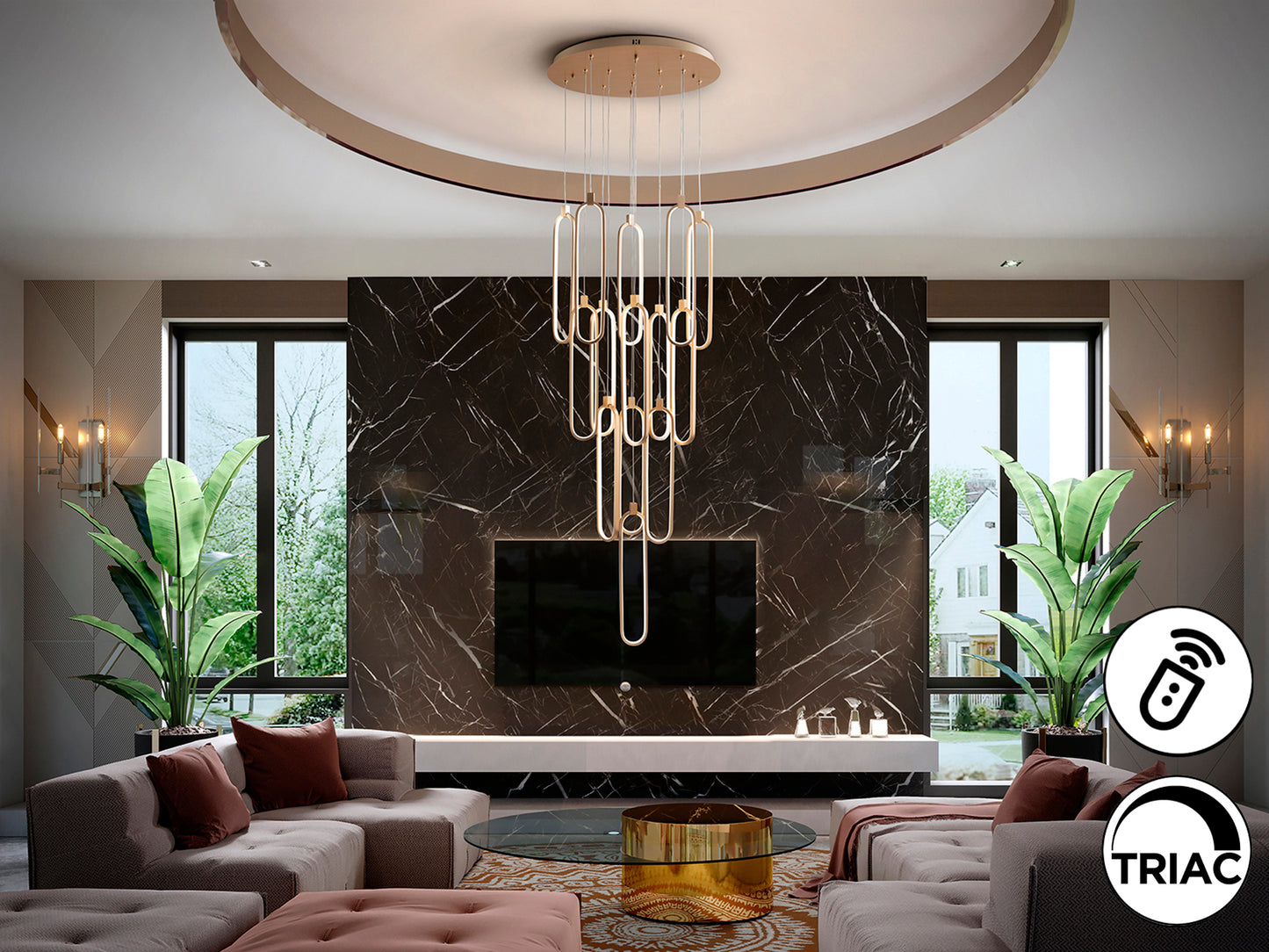 Lámpara de Techo LED Colette Oro Rosa - Schuller | luzguru.com