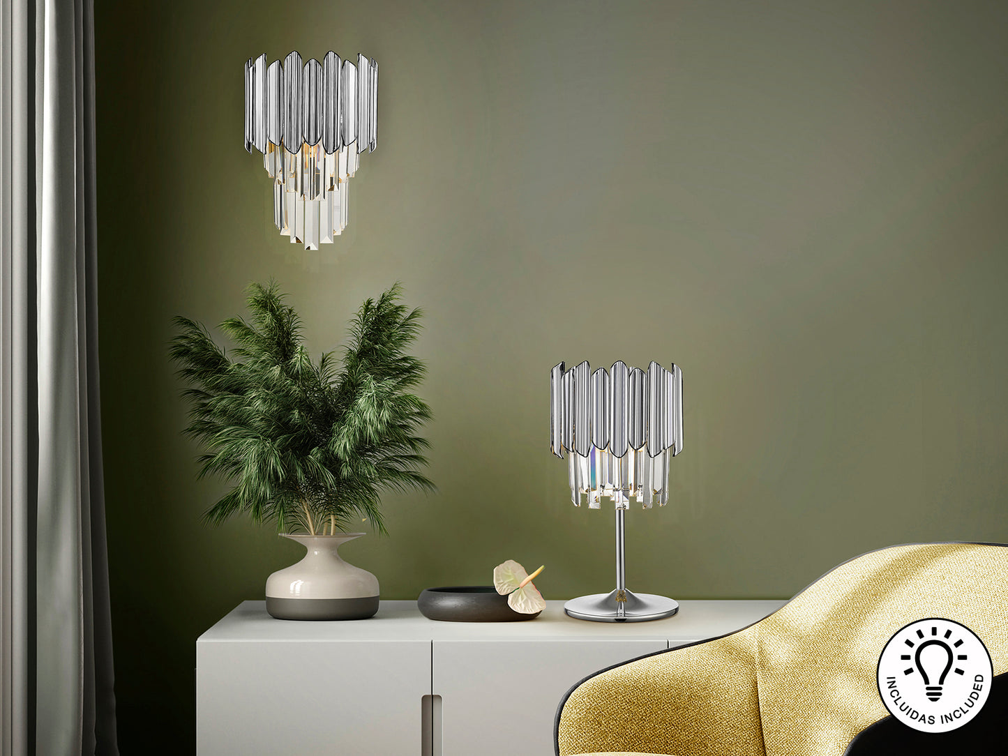 Aplique Pared Cromado Schuller Tiara - Diseño Moderno | luzguru.com