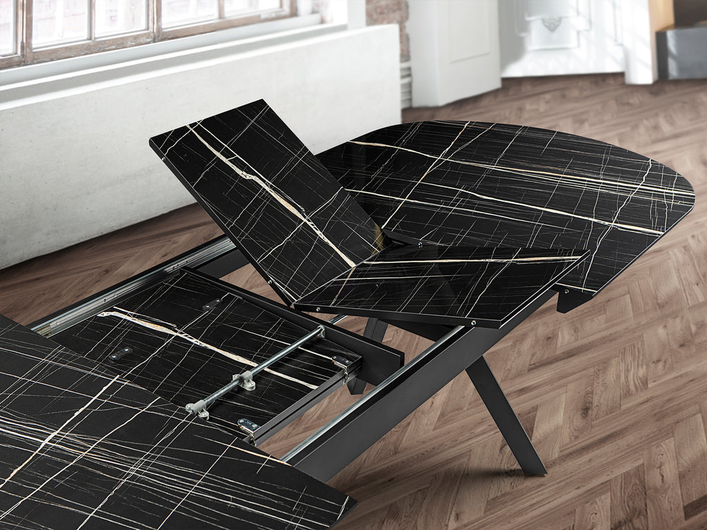 Mesa Comedor Extensible Marmol Negro - Schuller Antea - Calidad Premium | luzguru.com