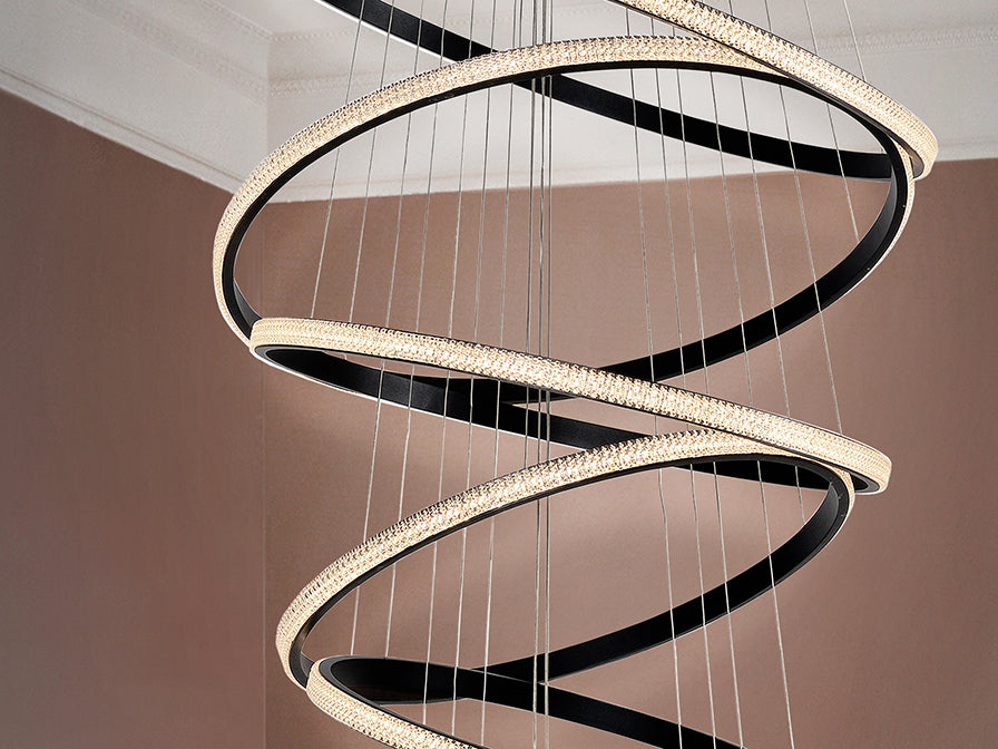 Lámpara de Techo 8 Aros Negra - Schuller Ring - Calidad Premium | luzguru.com