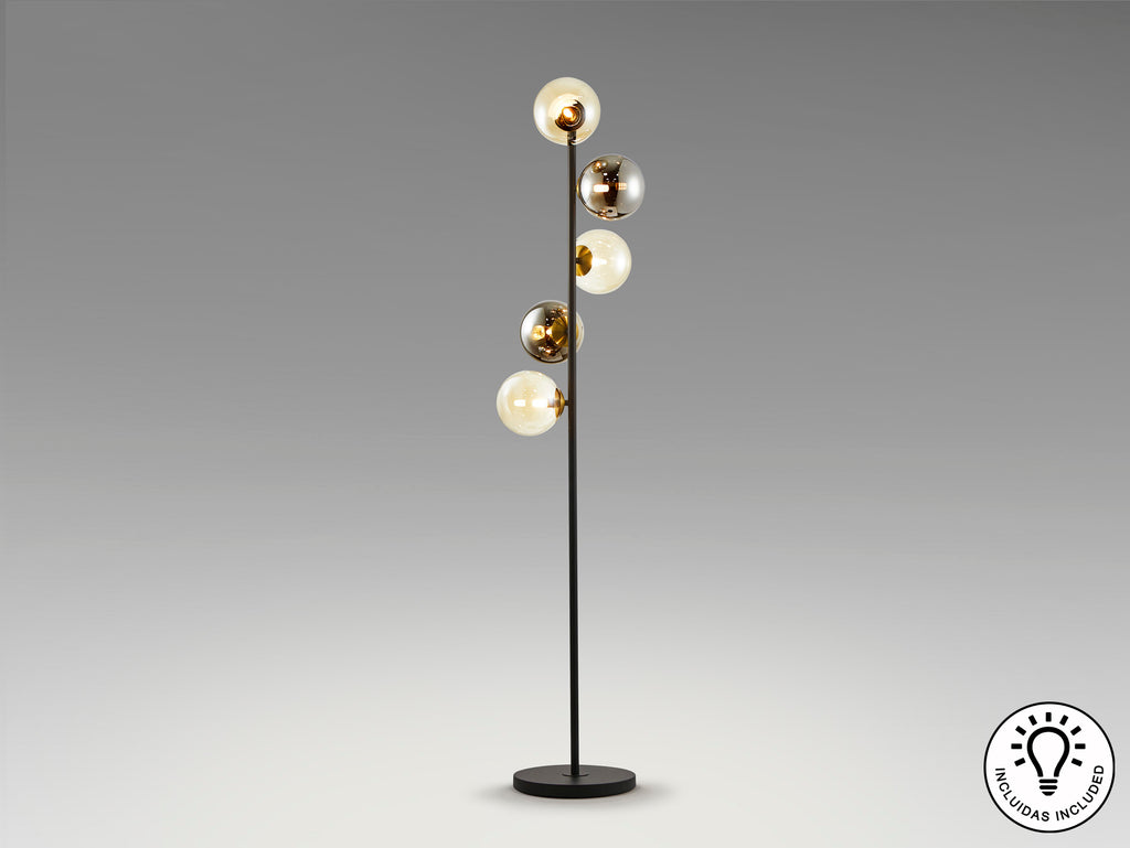 Lámpara Pie Moderna Schuller INOA - Negro, Smoke, Ámbar | luzguru.com