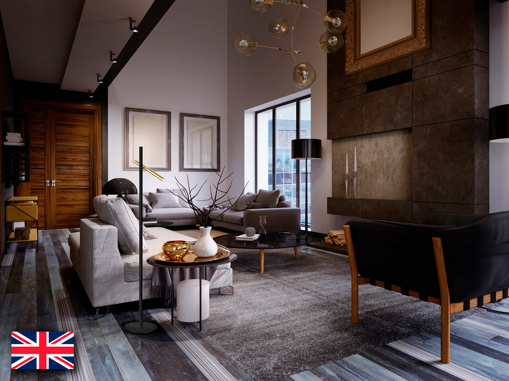 Lámpara de Pie Moderna Oro Negro - Schuller Varas | luzguru.com