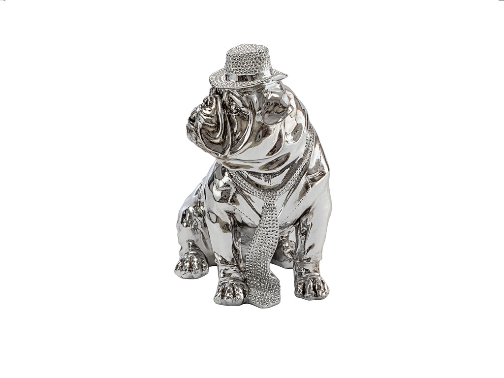 Figura Decorativa Bulldog Cromado - Schuller - luzguru.com